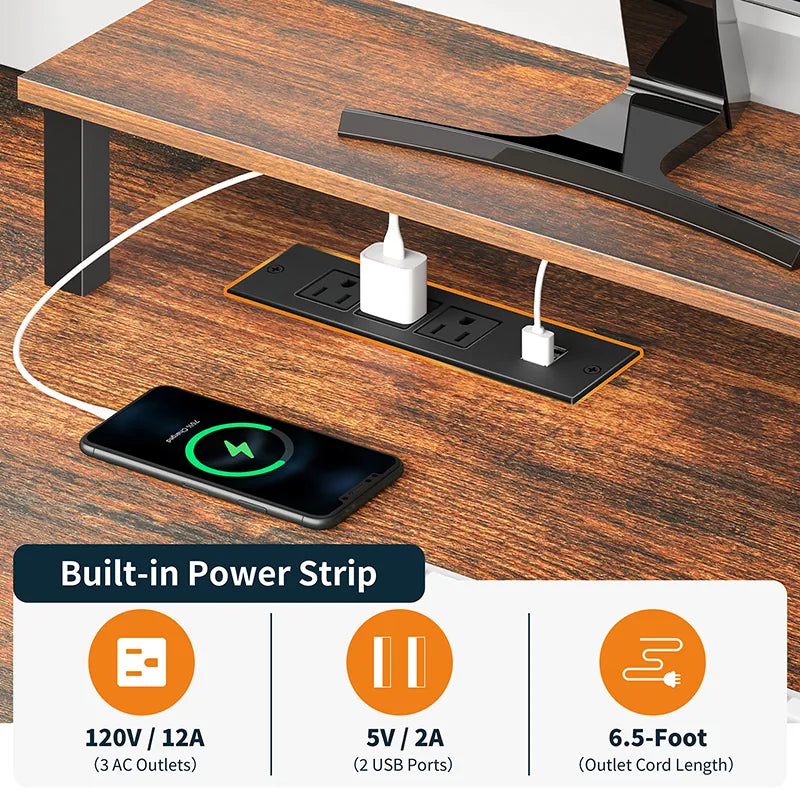 Yoobure 55.1 Inch 2-Drawer Computer Desk