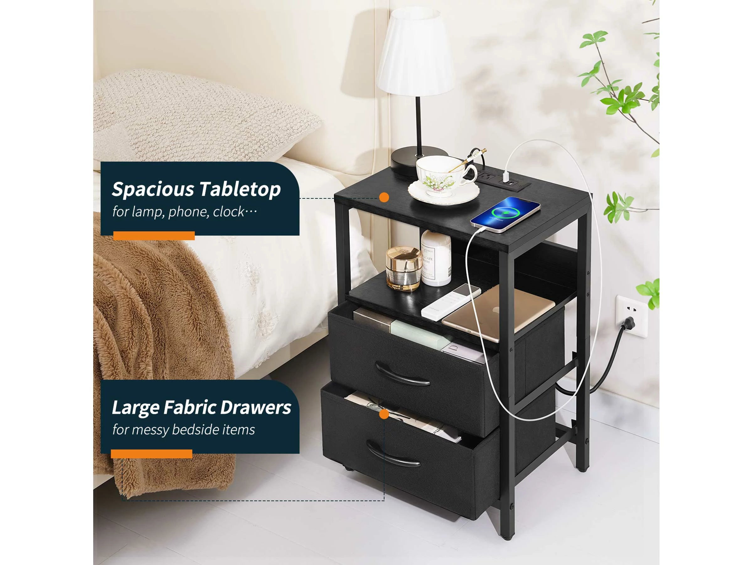 Yoobure 2-Drawers Nightstand