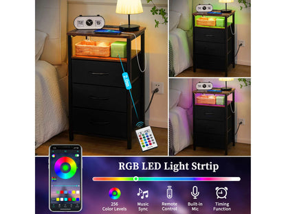 Yoobure 3-Drawers Nightstand with LED