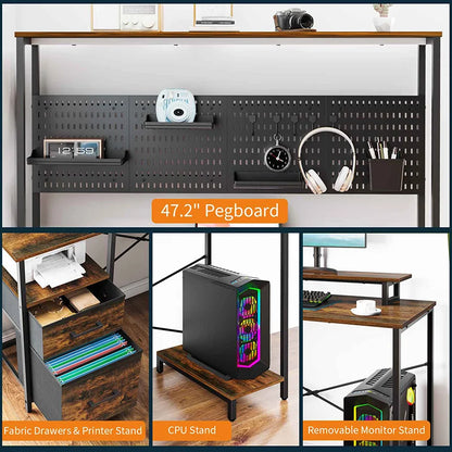 Yoobure L Shaped Desk with Pegboard