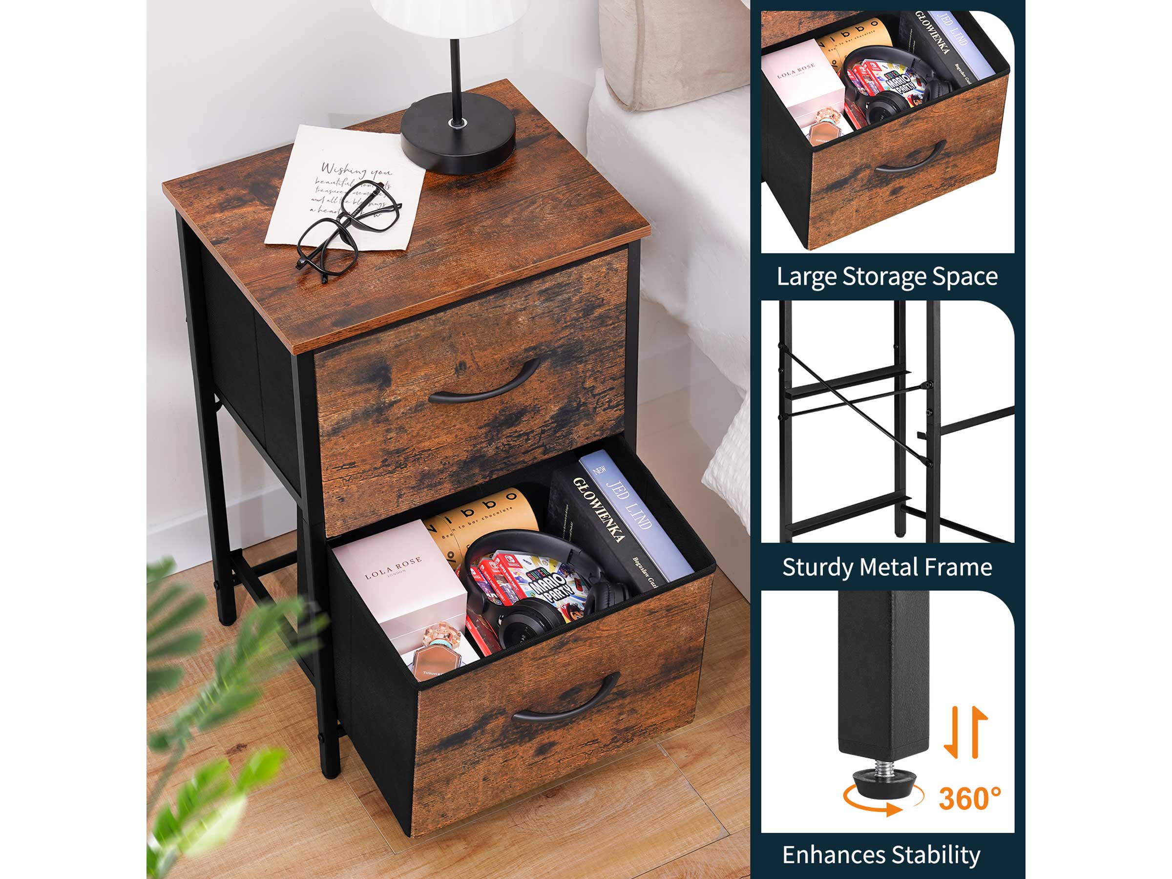 Yoobure 2-Drawer Nightstand Set of 2