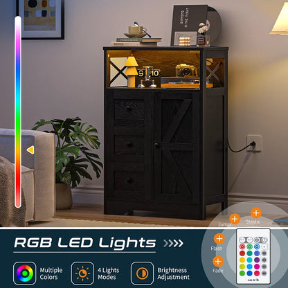 Yoobure LED Coffee Bar Cabinet with Power Outlet