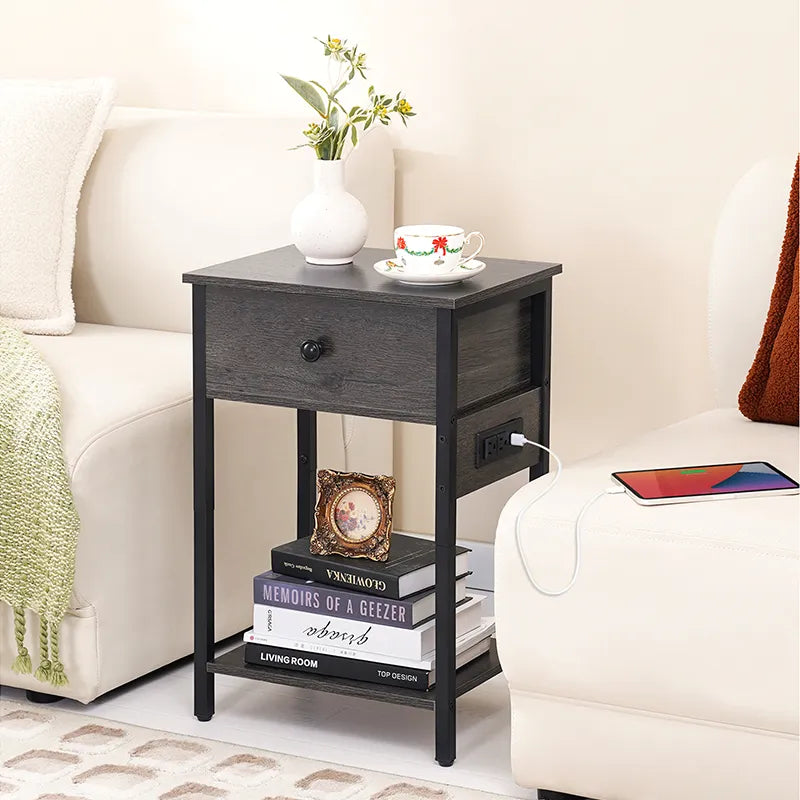 Yoobure Nightstand with 1 Wood Drawer