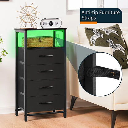 Yoobure 4-Drawer Nightstand with LED