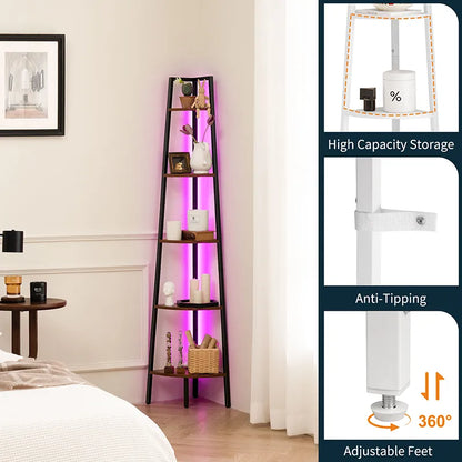 Yoobure 5-Tier Corner Shelf with LED