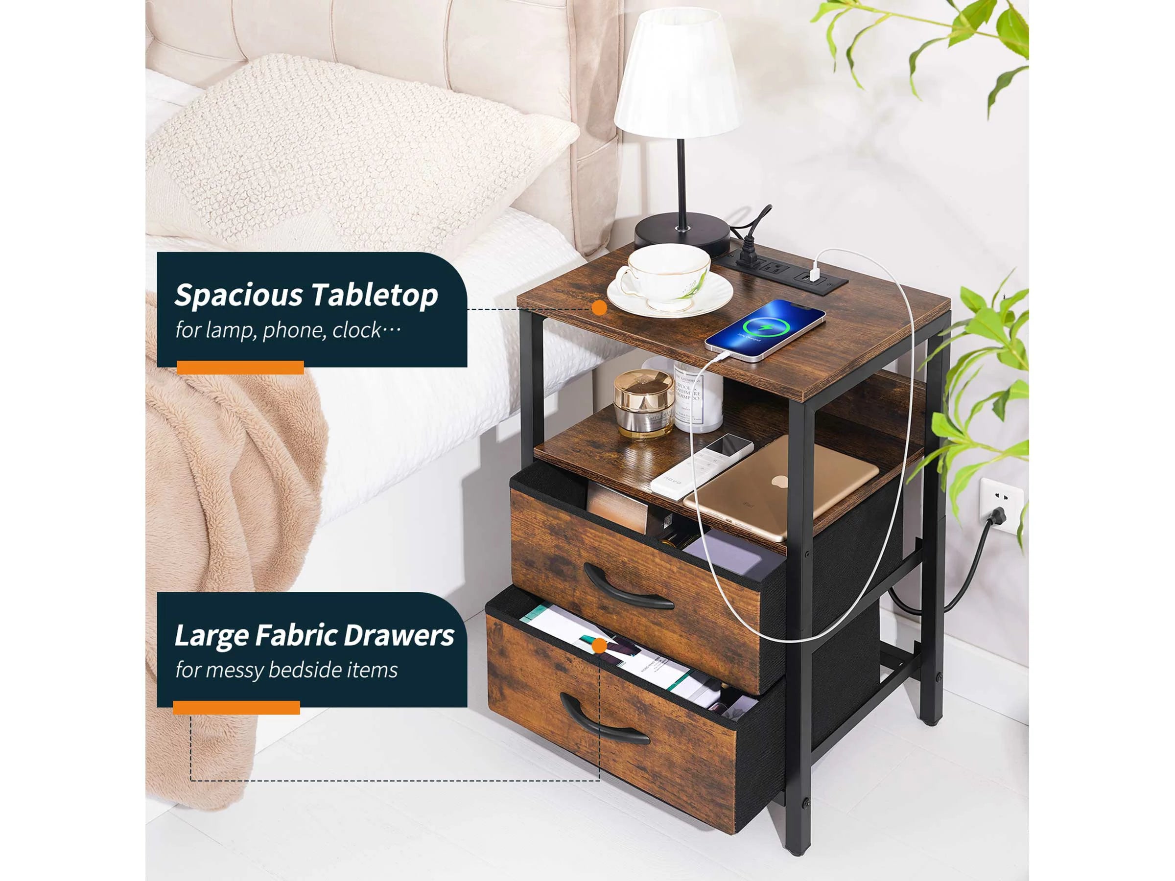 Yoobure 2-Drawers Nightstand