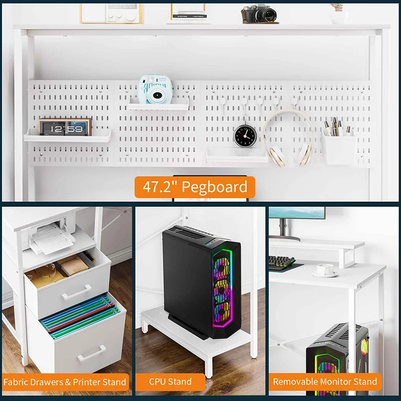 Yoobure L Shaped Desk with Pegboard