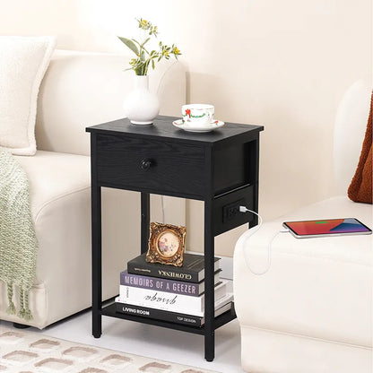 Yoobure Nightstand with 1 Wood Drawer