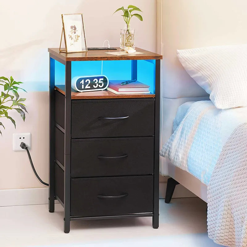 Yoobure 3-Drawer Nightstand with LED