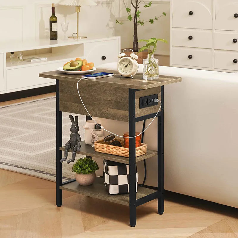 Yoobure Flip Top End Table with Charging Station