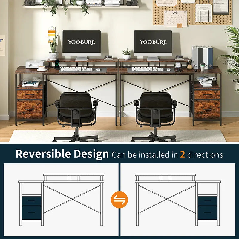 Yoobure 55.1 Inch 2-Drawer Computer Desk