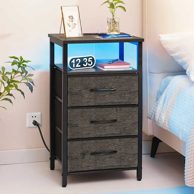 Yoobure 3-Drawer Nightstand with LED