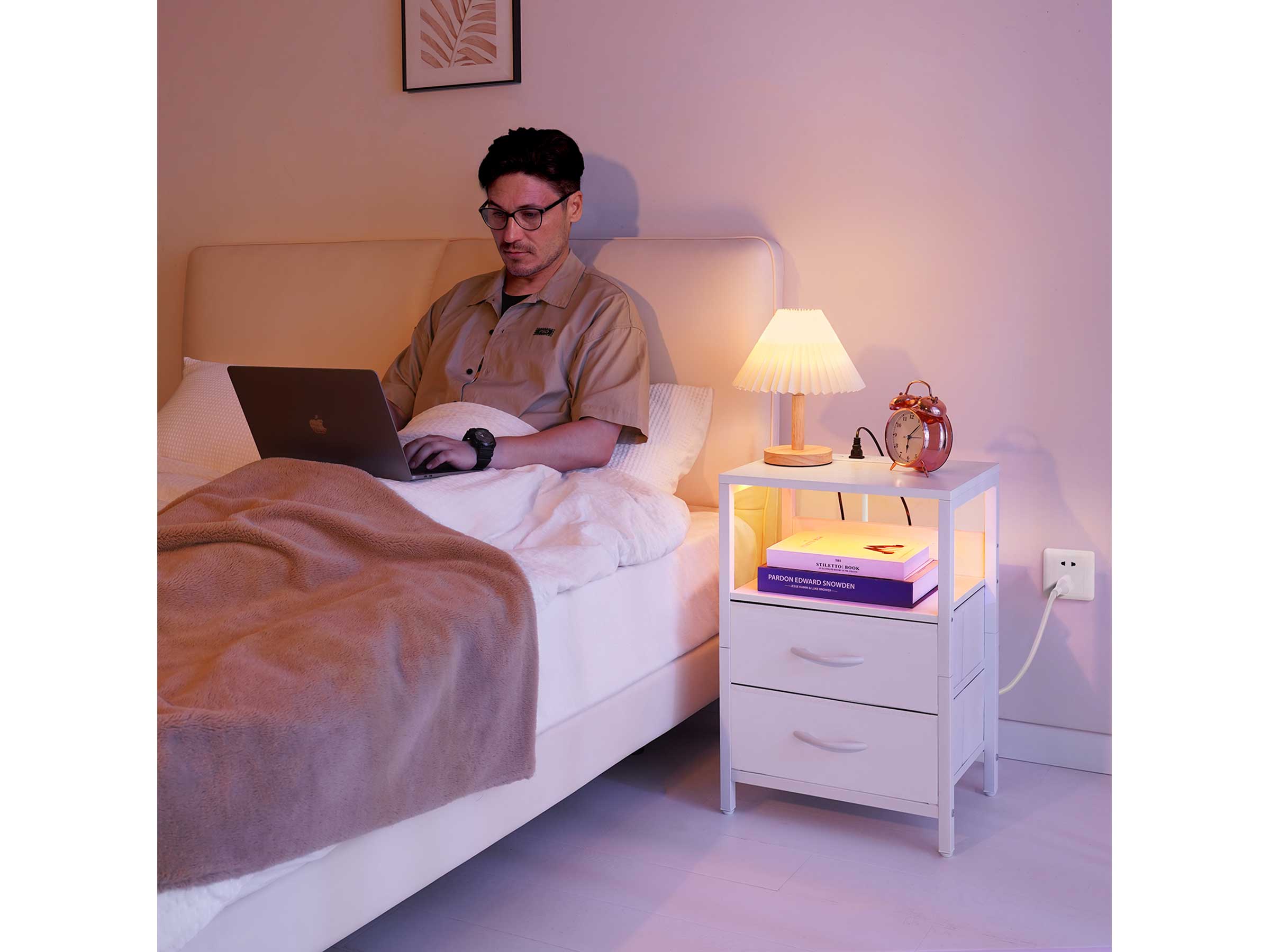 Yoobure 2-Drawer Nightstand with LED