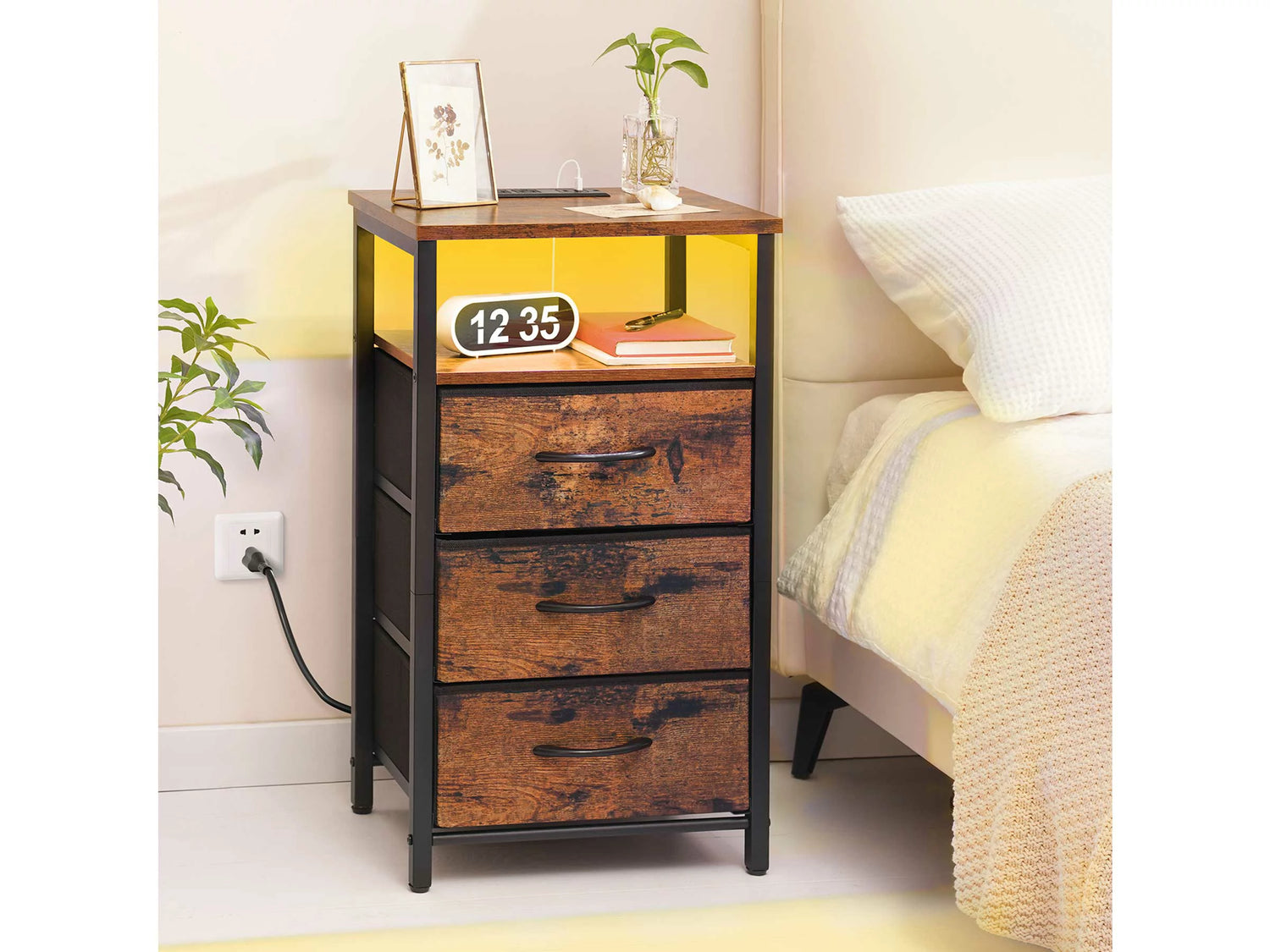 Yoobure 3-Drawers Nightstand with LED