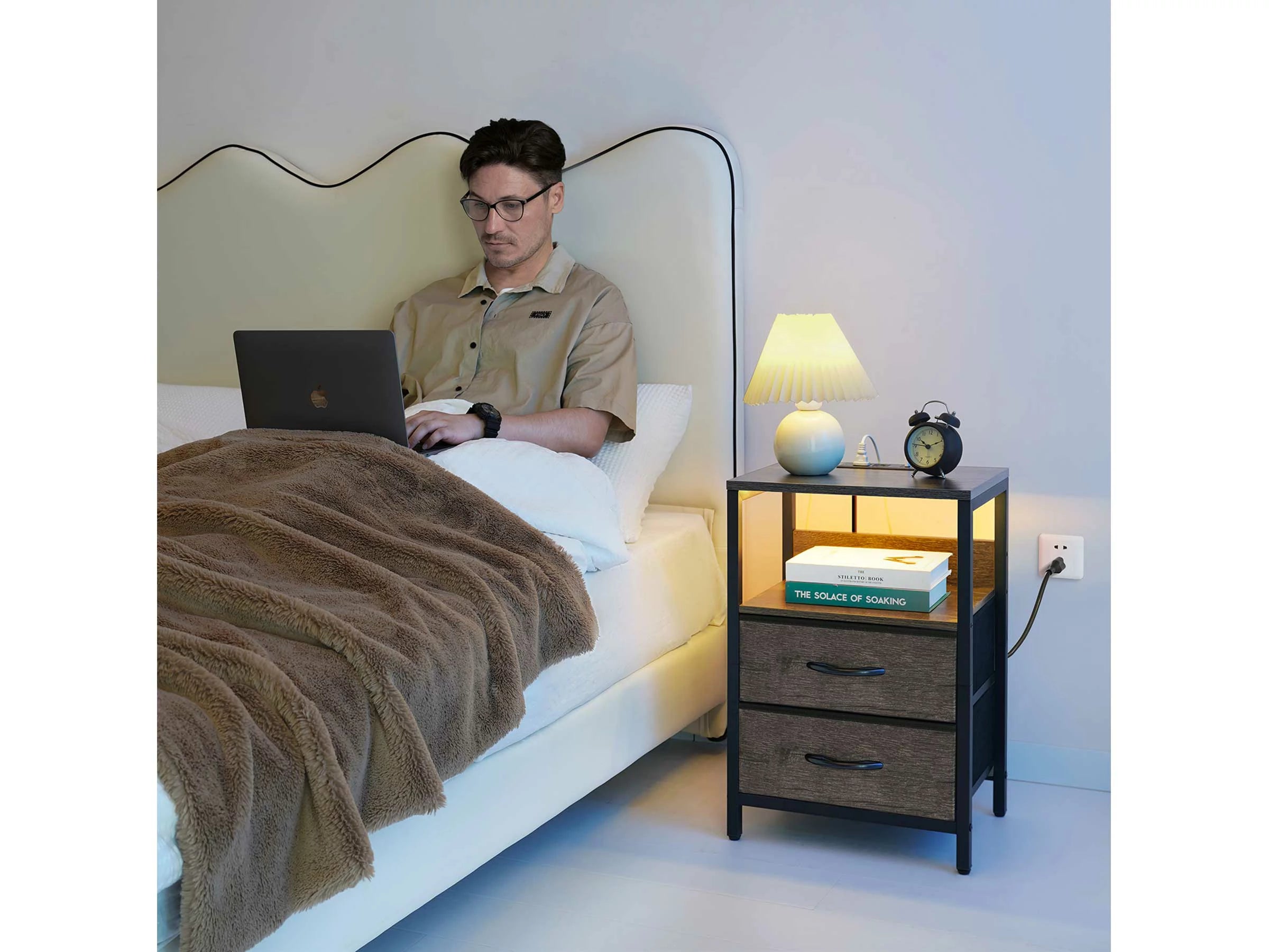 Yoobure 2-Drawers Nightstand with LED