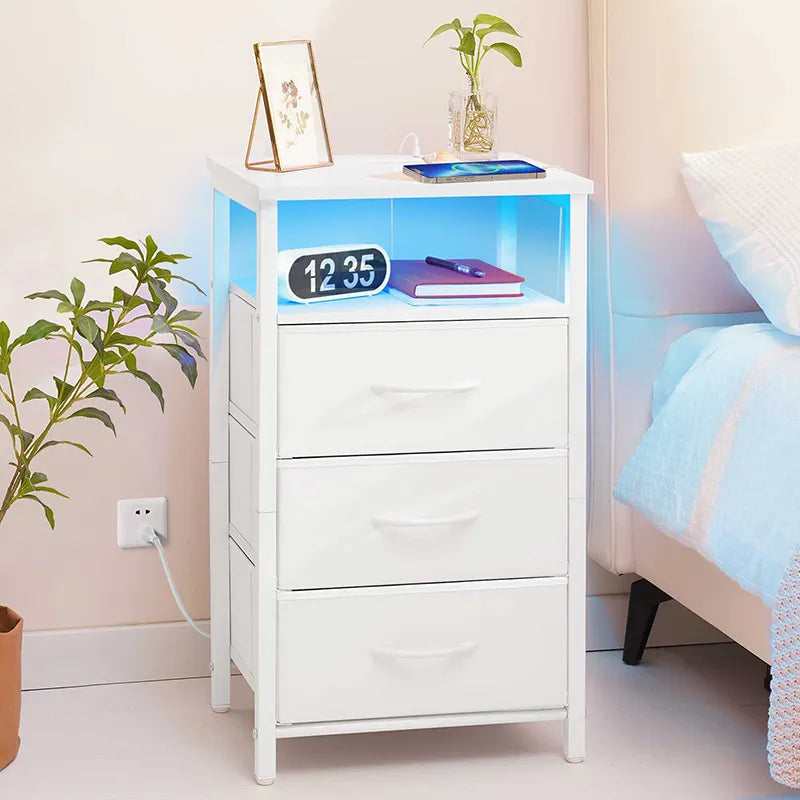 Yoobure 3-Drawer Nightstand with LED