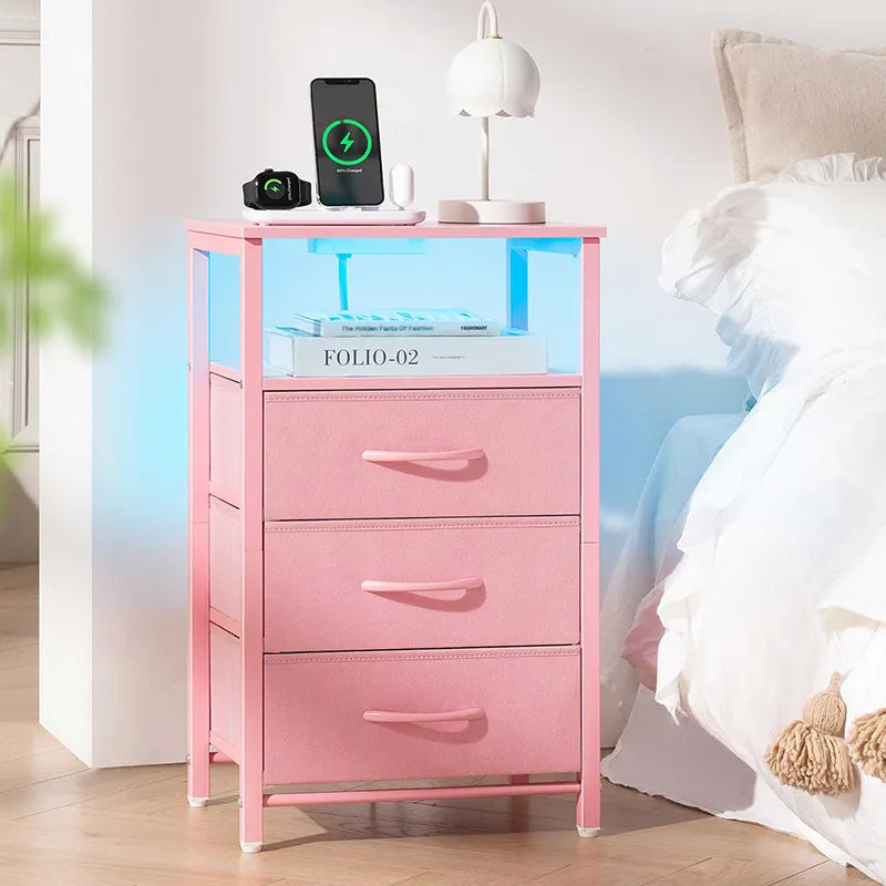 Yoobure 3-Drawer Nightstand with LED