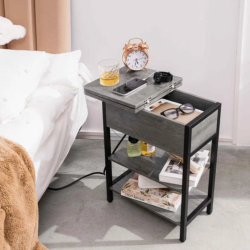 Yoobure Flip Top End Table with Charging Station