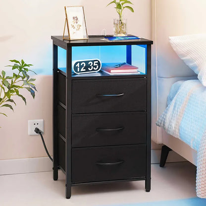 Yoobure 3-Drawer Nightstand with LED