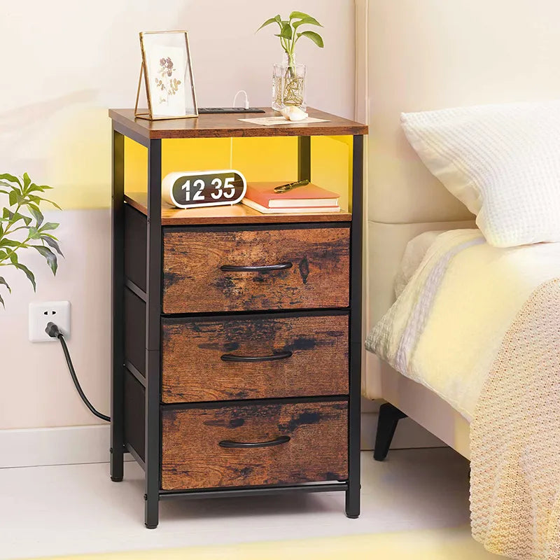 Yoobure 3-Drawer Nightstand with LED