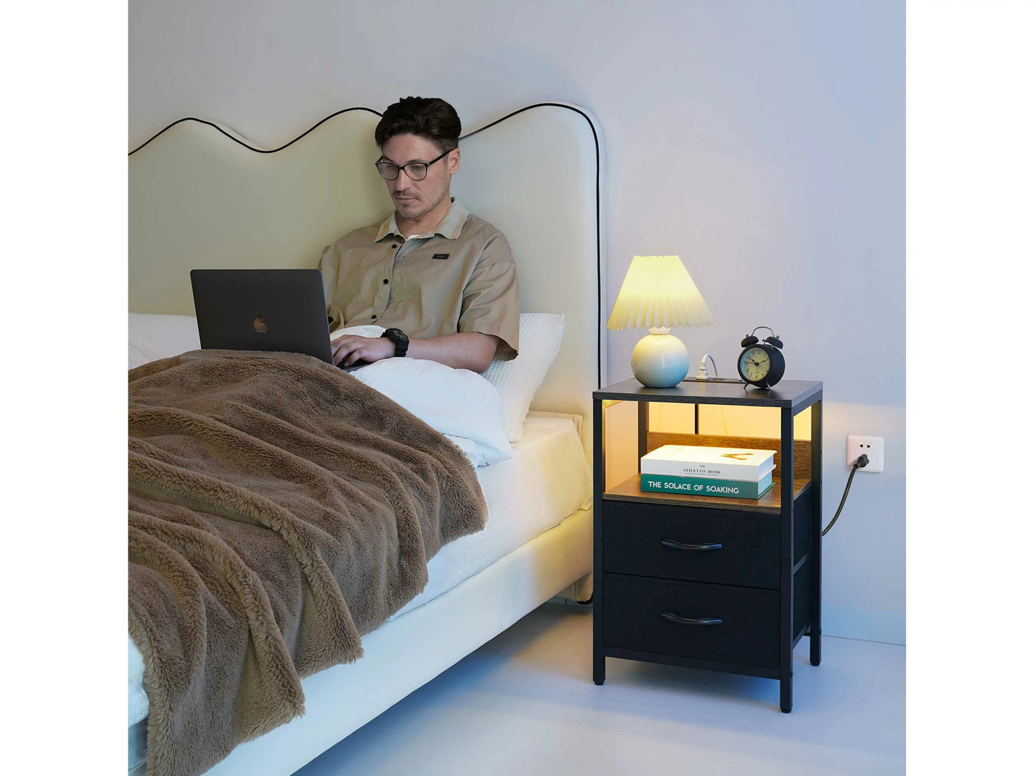 Yoobure 2-Drawers Nightstand with LED