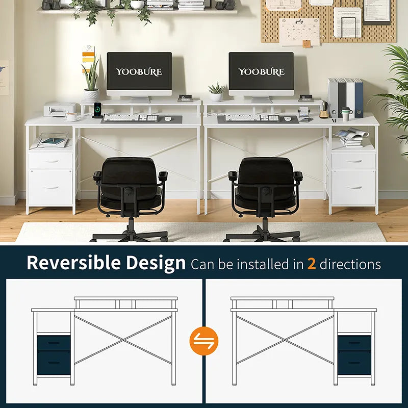 Yoobure 55.1 Inch 2-Drawer Computer Desk