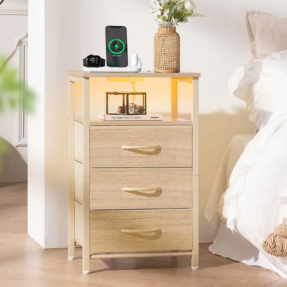 Yoobure 3-Drawer Nightstand with LED