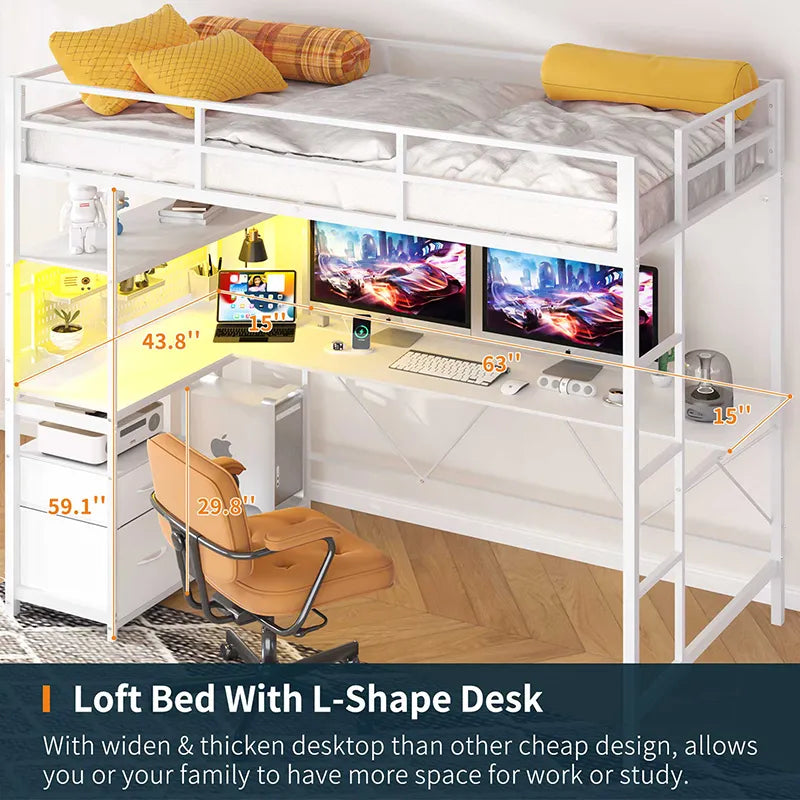 Yoobure Loft Bed Twin Size with Desk