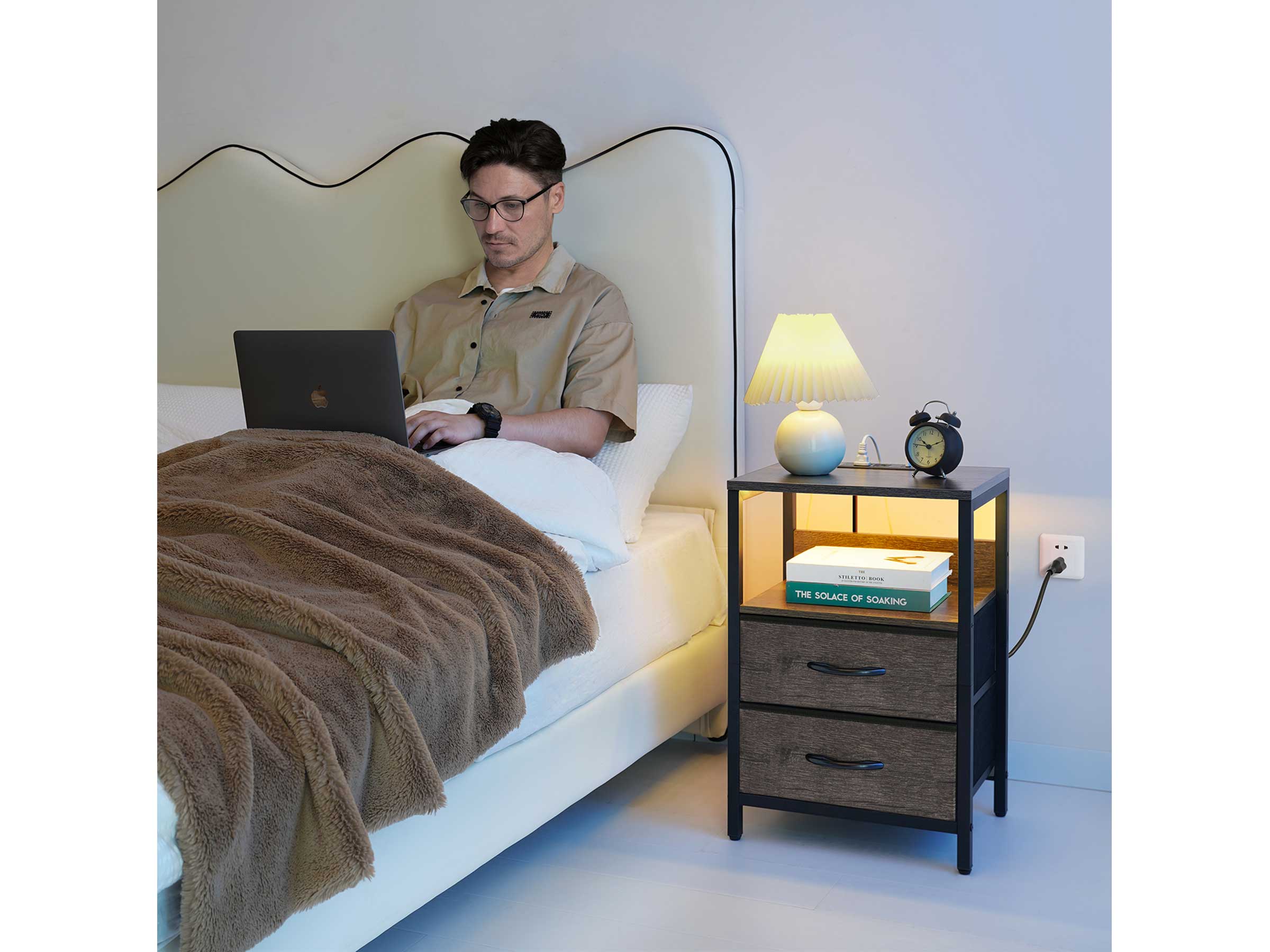 Yoobure 2-Drawer Nightstand with LED