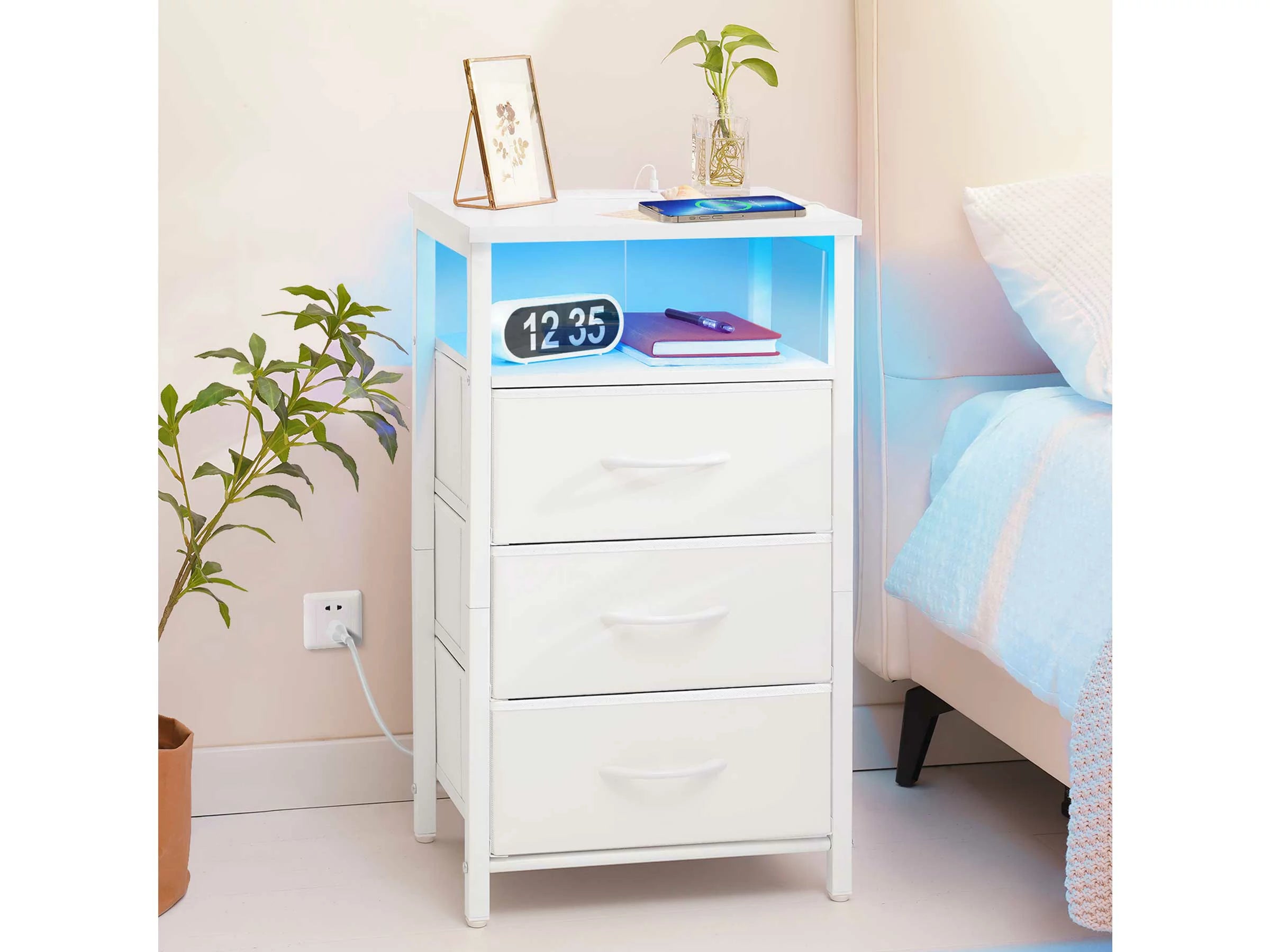 Yoobure 3-Drawers Nightstand with LED