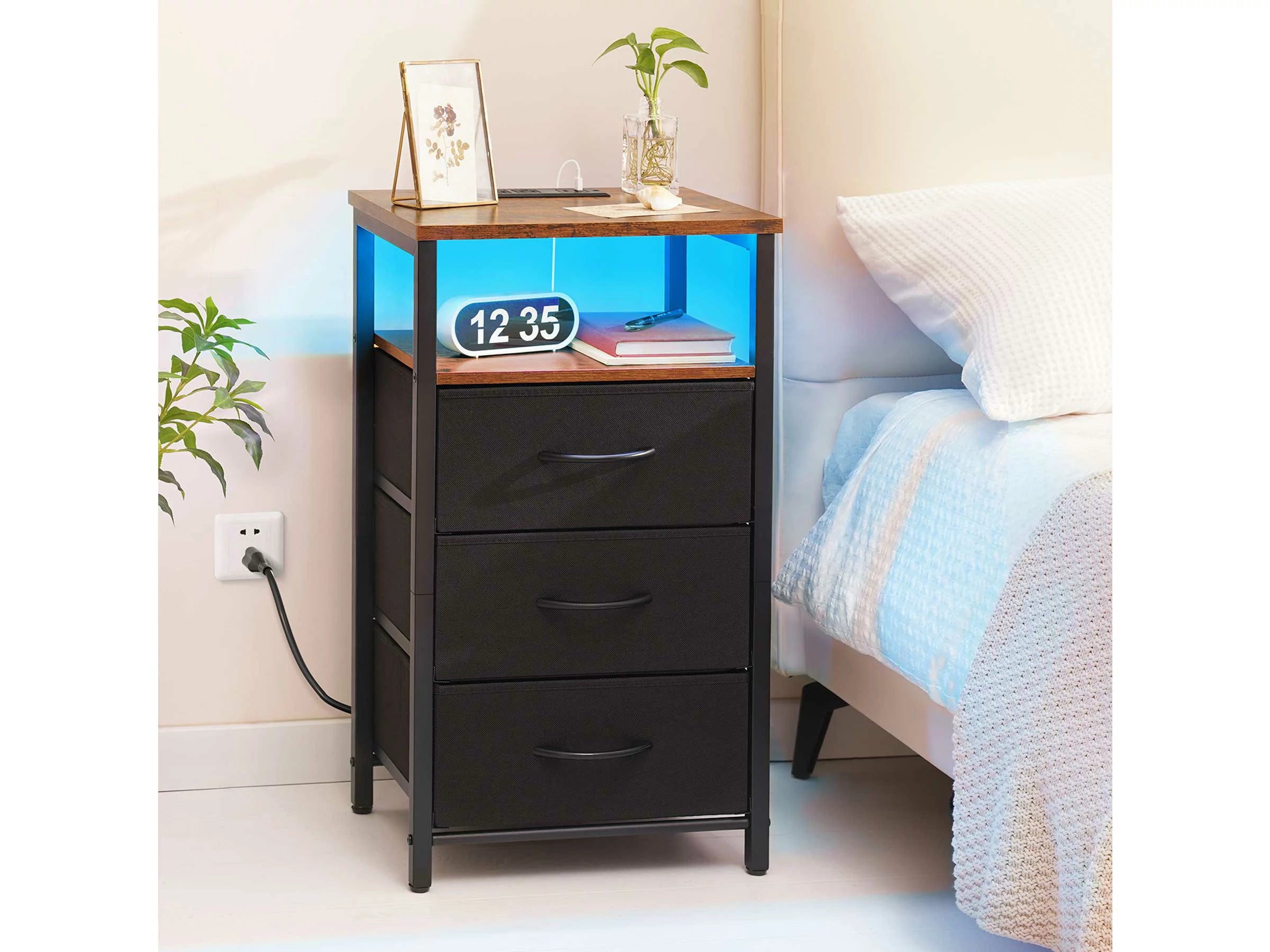 Yoobure 3-Drawers Nightstand with LED