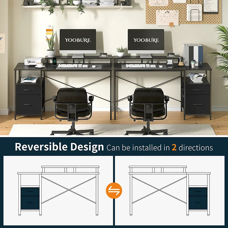Yoobure 55.1 Inch 2-Drawer Computer Desk