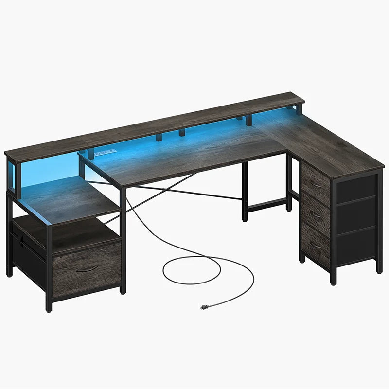 Yoobure Computer Desk Reversible LED Office Desk