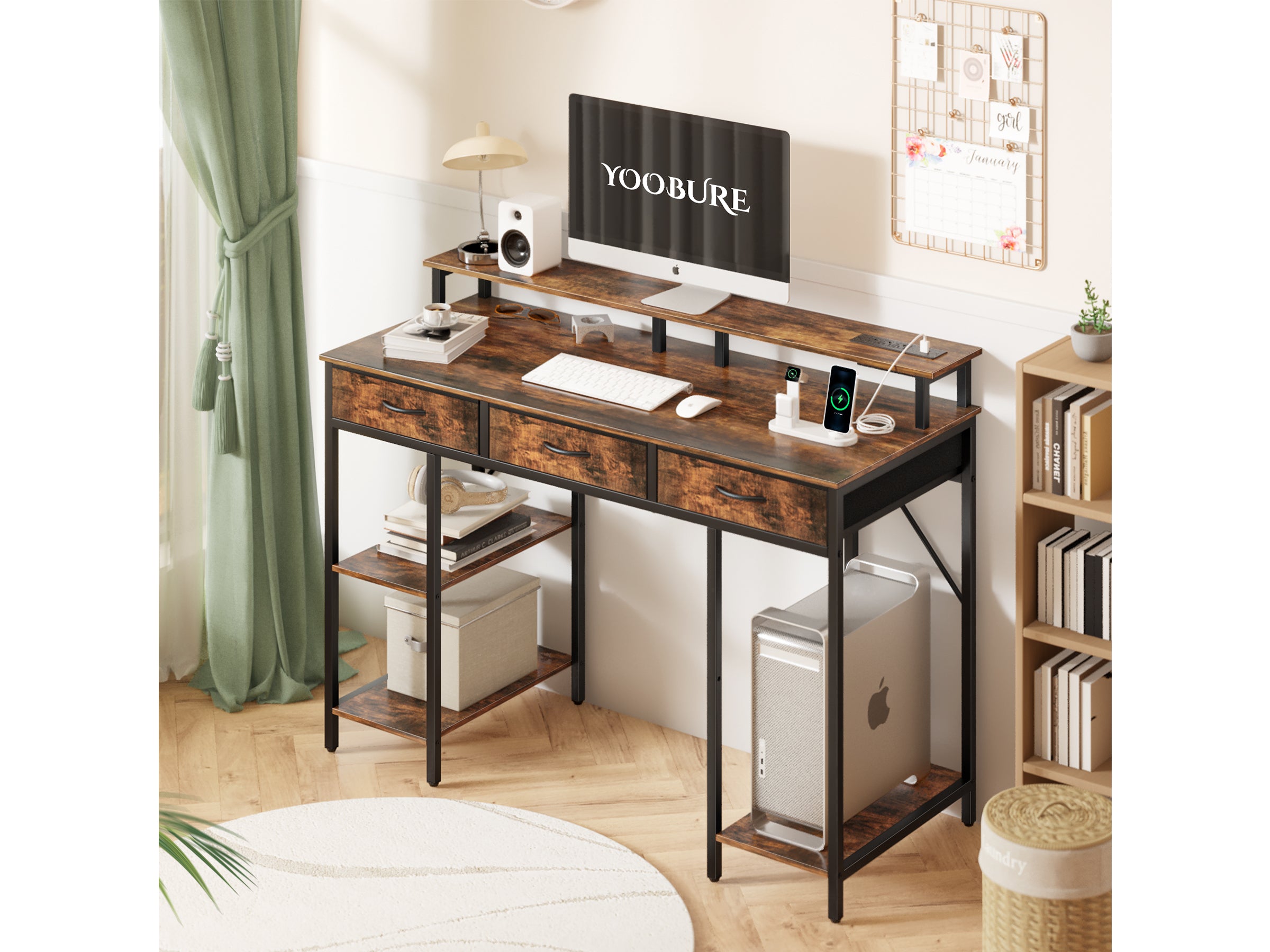 Yoobure Computer Desk with 3 Drawers