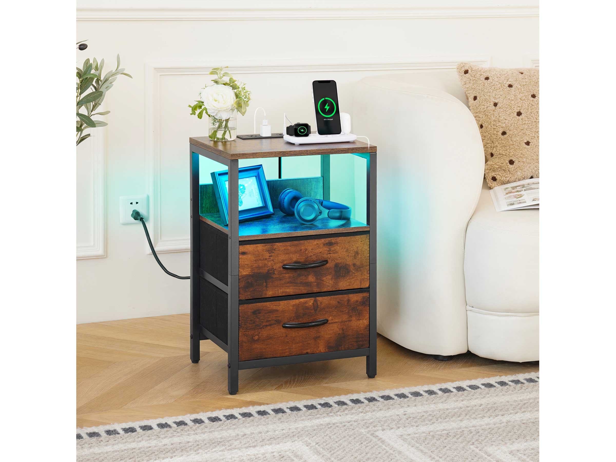 Yoobure 2-Drawer Nightstand with LED