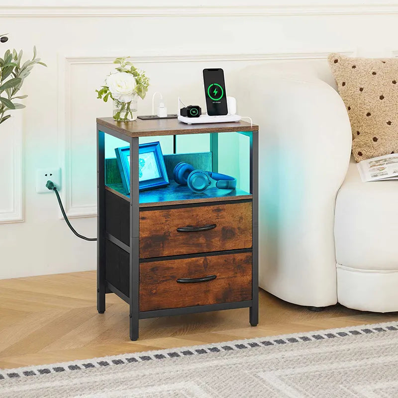 Yoobure 2-Drawer Nightstand with LED