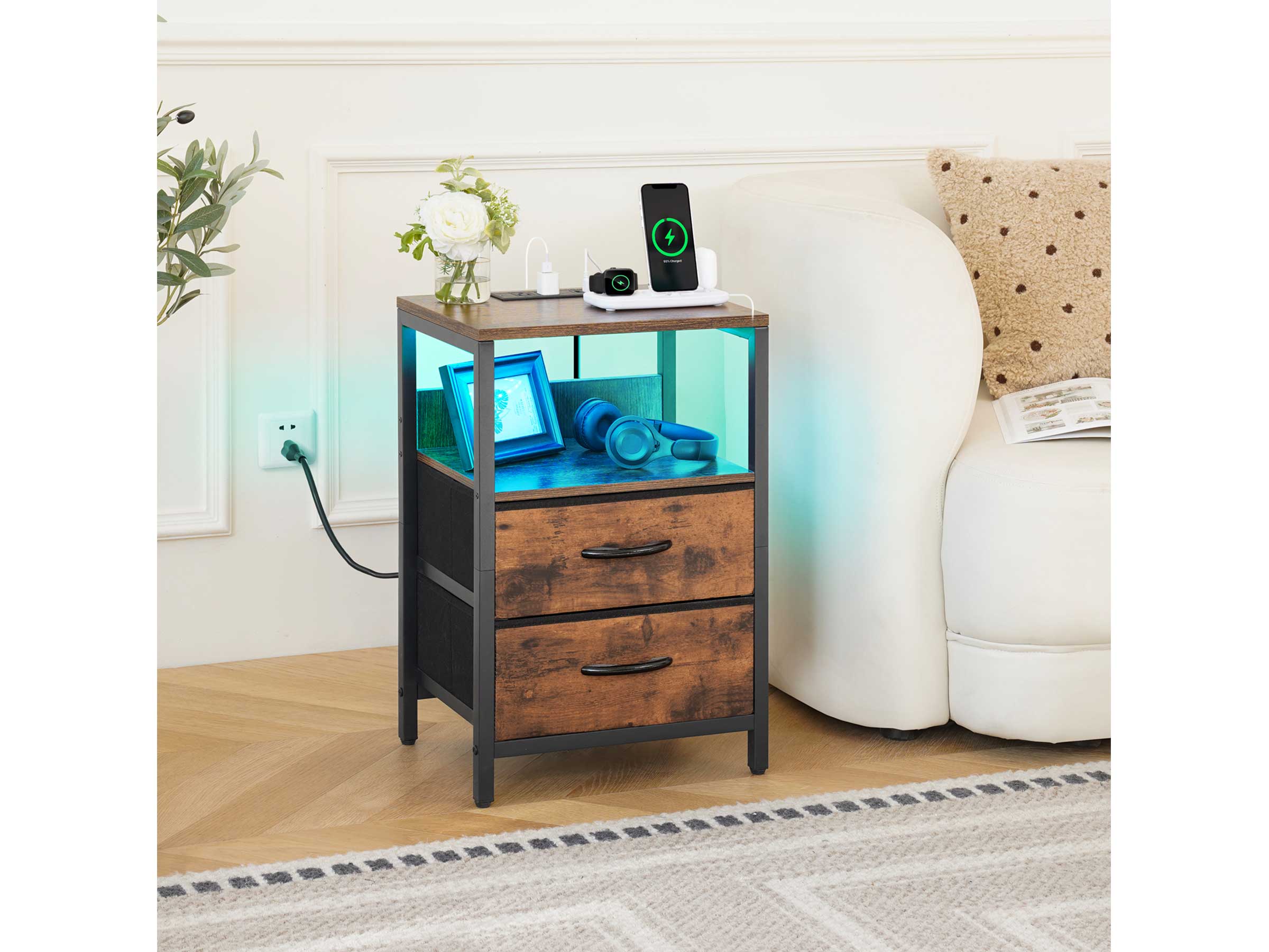 Yoobure 2-Drawer Nightstand with LED