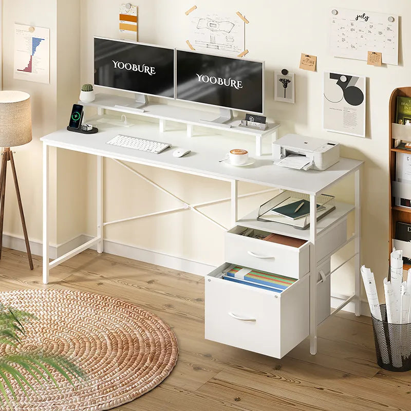 Yoobure 55.1 Inch 2-Drawer Computer Desk