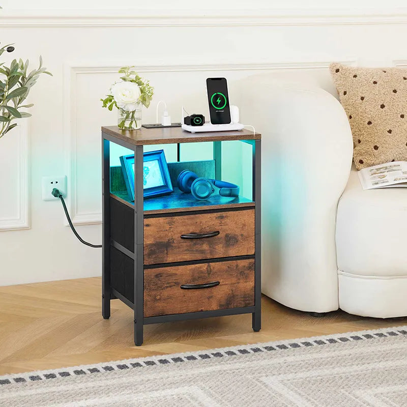 Yoobure 2-Drawer Nightstand with LED