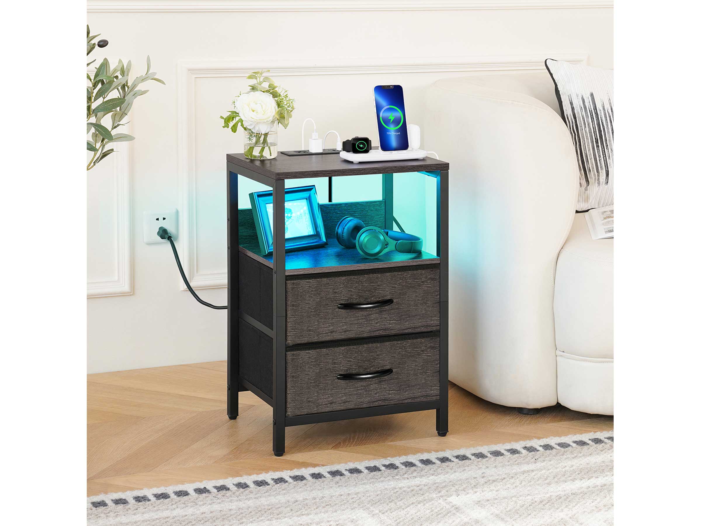 Yoobure 2-Drawer Nightstand with LED