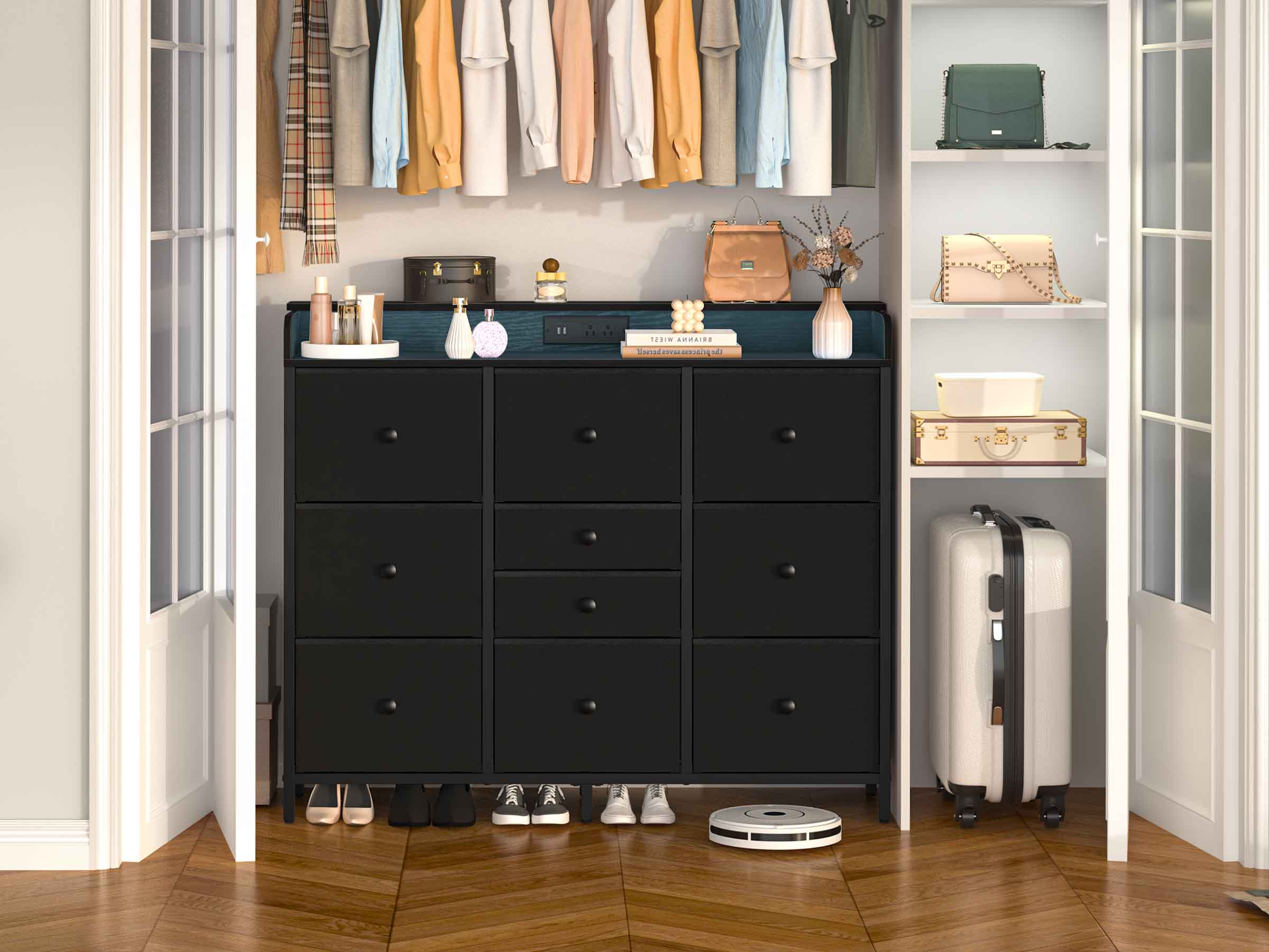 Black Yoobure Dresser for Bedroom with 10 Storage Drawers