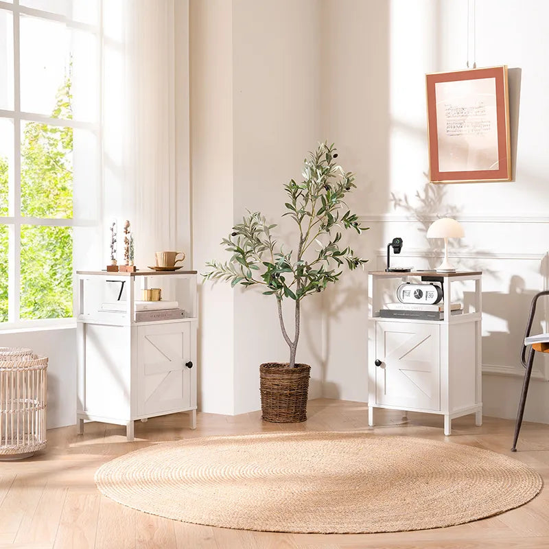 Yoobure Farmhouse Nightstand with Charging Station