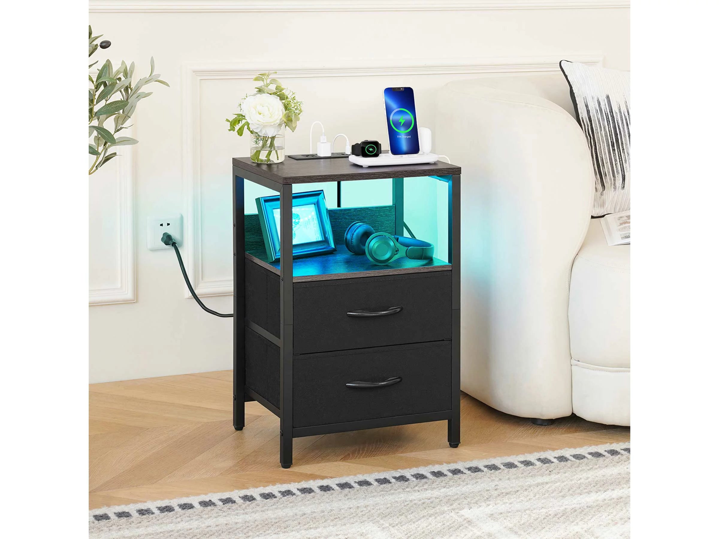 Yoobure 2-Drawers Nightstand with LED