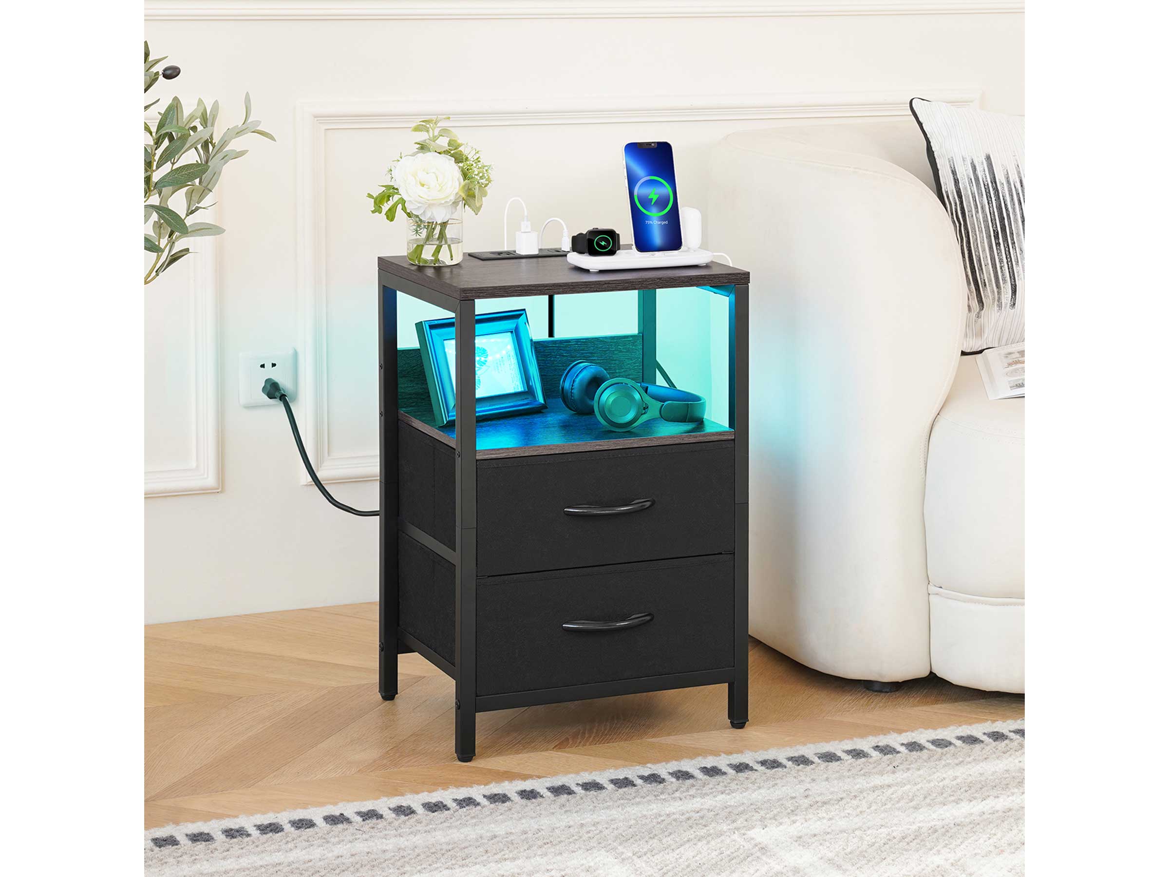 Yoobure 2-Drawer Nightstand with LED