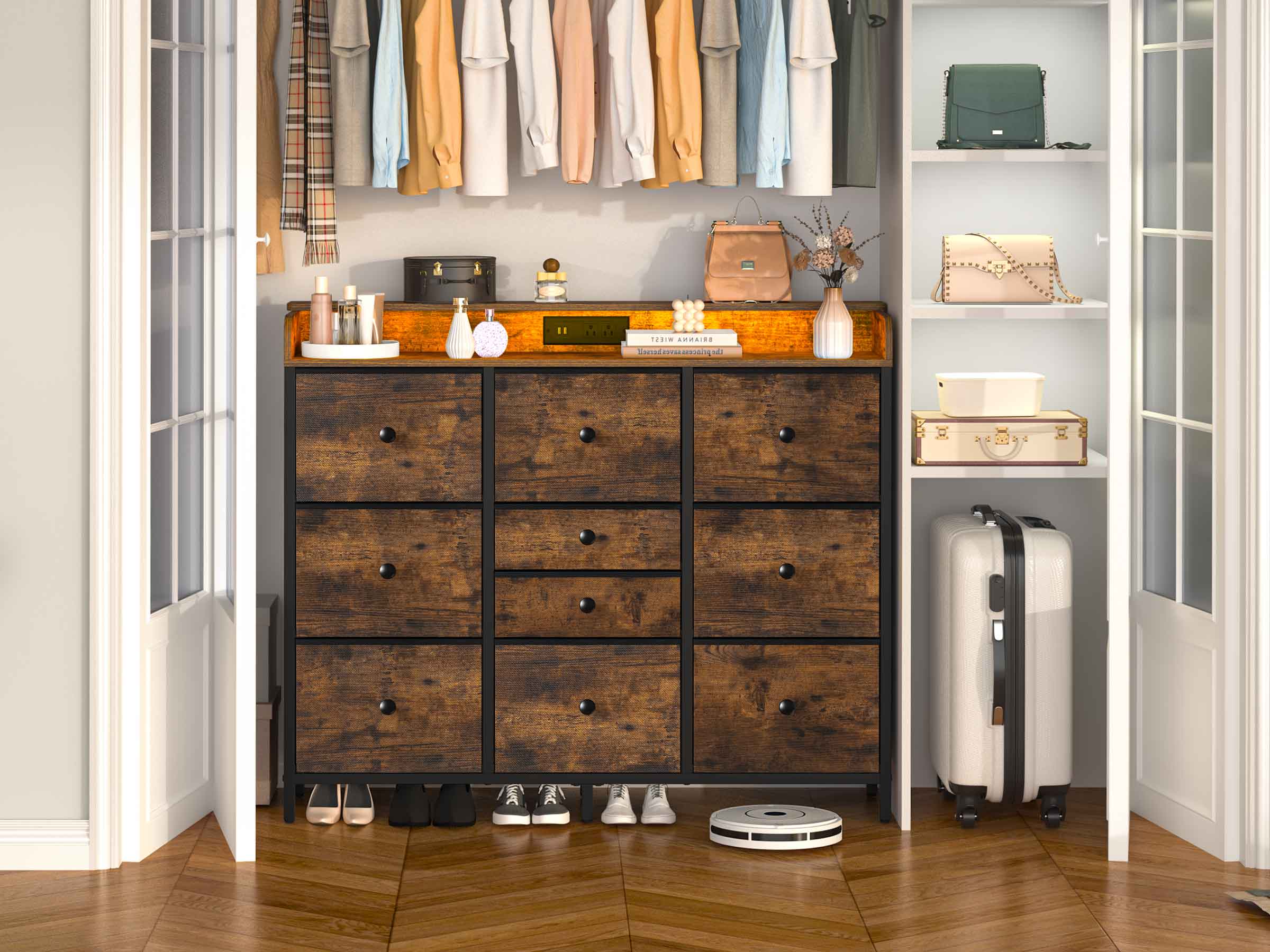 Brown Yoobure Dresser for Bedroom with 10 Storage Drawers