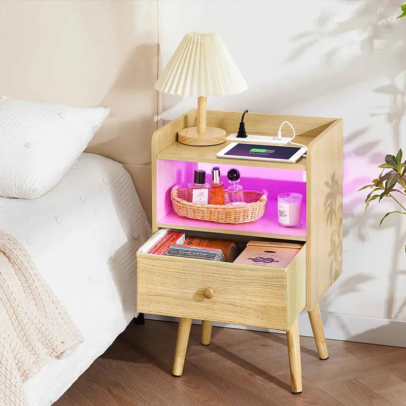 Yoobure Mordern 2-Tier Nightstand with LED