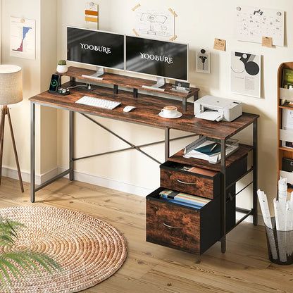 Yoobure 55.1 Inch 2-Drawer Computer Desk