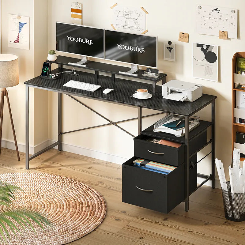 Yoobure 55.1 Inch 2-Drawer Computer Desk