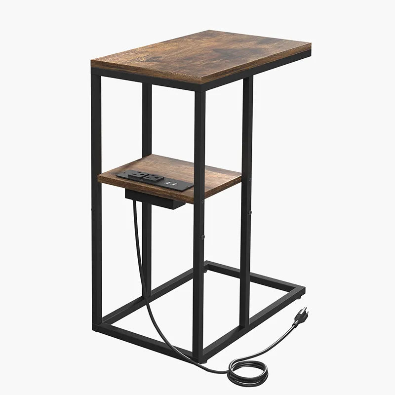 Yoobure C Shaped End Table with Charging Station