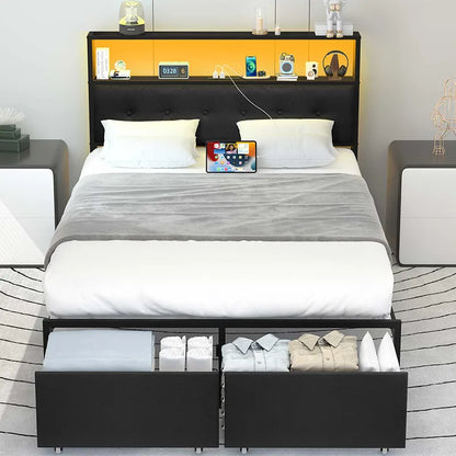 Yoobure LED Bed Frame with Storage Drawers